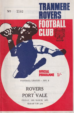 Tranmere Rovers v Port Vale Match Programme 1971-03-22